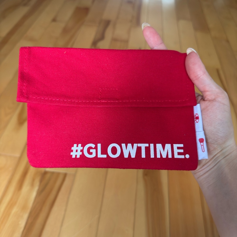Red #GLOWTIME Pouch from Clarins